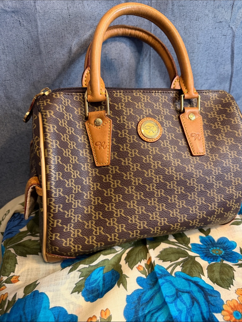 Rioni Moda Italia Signature Monogram Boston Bag